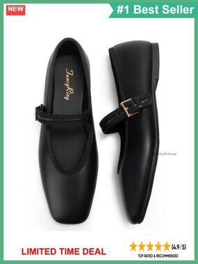 Mary Jane Flats Square Toe Adjustable Buckle Memory Foam Work Shoes